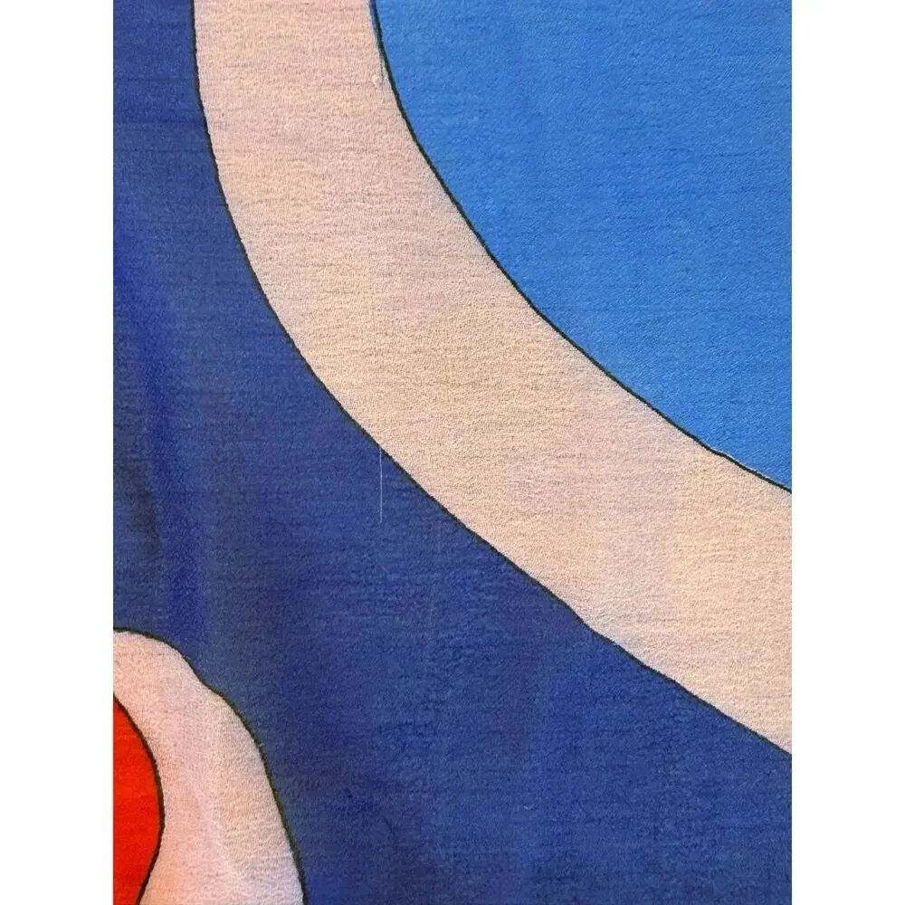 Vintage Vera Neumann Signed Silk Chiffon Scarf Psychedelic Swirl Red Blue White⁠
